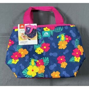 Igloo Lunch Tote Cooler Bag Navy Hawaiian Florals Tropical Insulated New 4899662